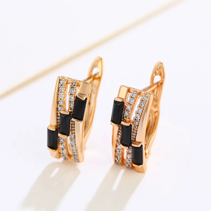 18K golden fashion ear buckle European and American earrings - Grocery