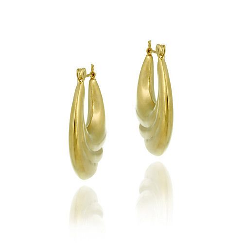 18K Gold over Sterling Silver Vintage Style Hoop Earrings - Grocery
