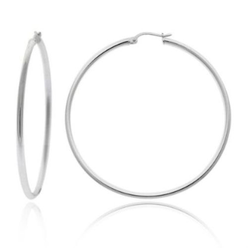 Sterling Silver 50mm Polished Hoop Earrings - Grocery