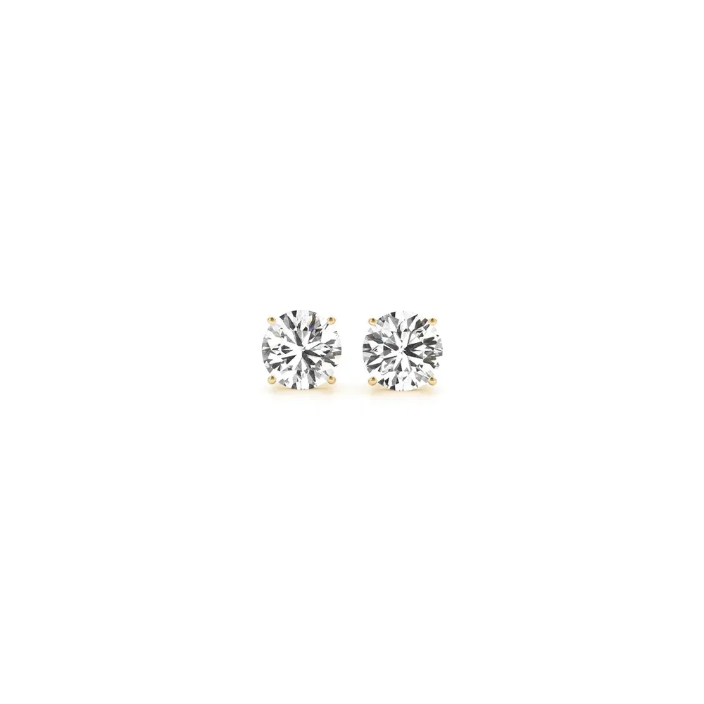 1/2 cttw Lab Grown Round Diamond Stud Earrings 14k Yellow Gold (G/VS2) - Grocery