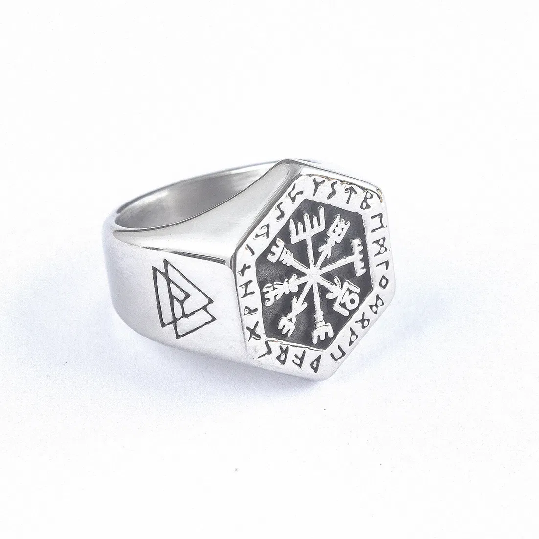 Vintage Hexagon Viking Compass Ring - Grocery