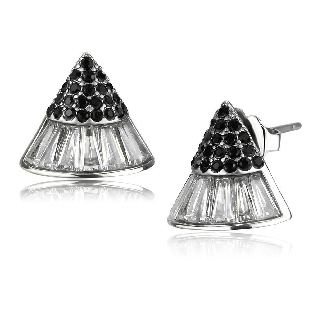 TK3613 - No Plating Stainless Steel Earrings with AAA Grade CZ in Clear - Grocery