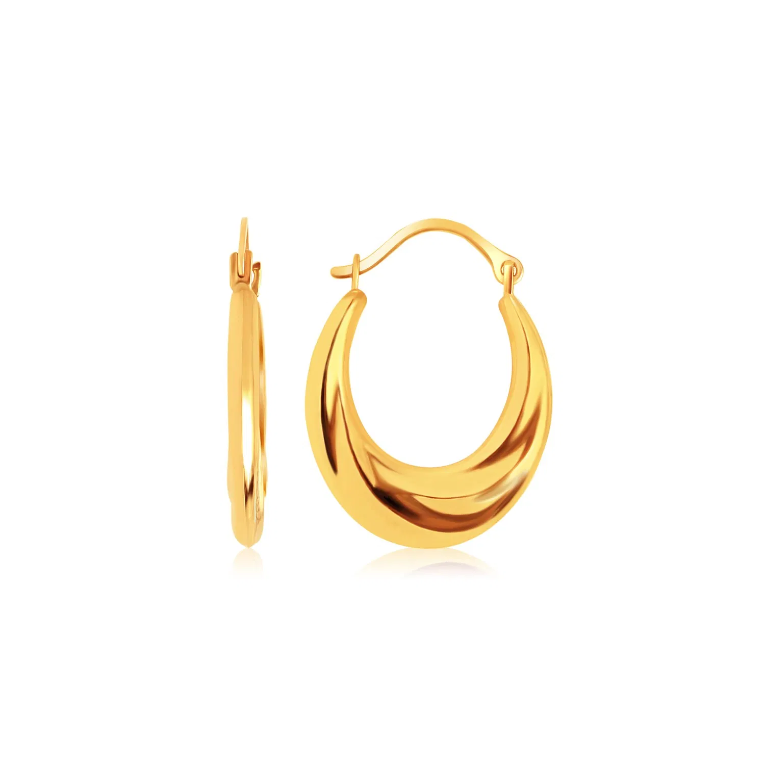 14k Yellow Gold Graduated Oval Hoop Earrings - Grocery