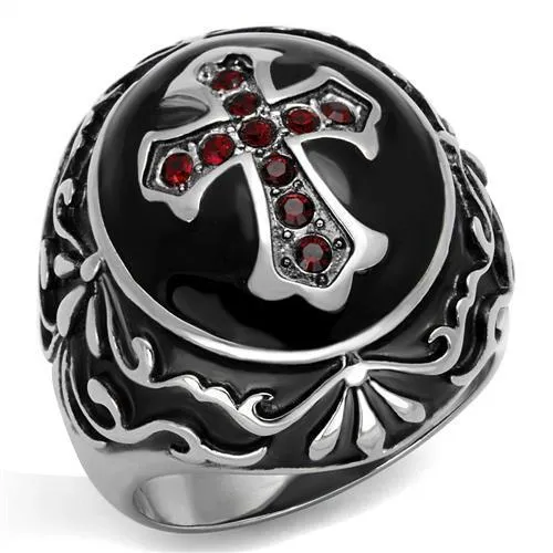 TK2229 - High polished (no plating) Stainless Steel Ring with Top Grade Crystal in Siam - Grocery