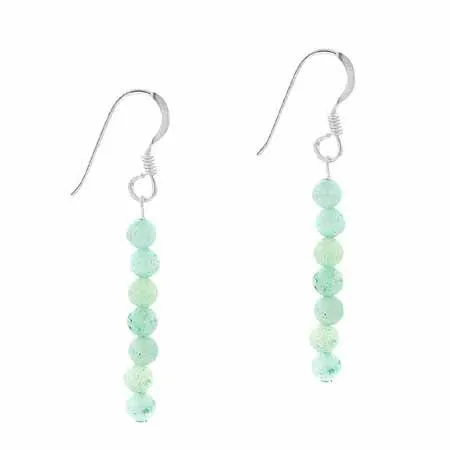 Sterling Silver 4mm Amazonite 6 Bead Dangle Earrings - Grocery