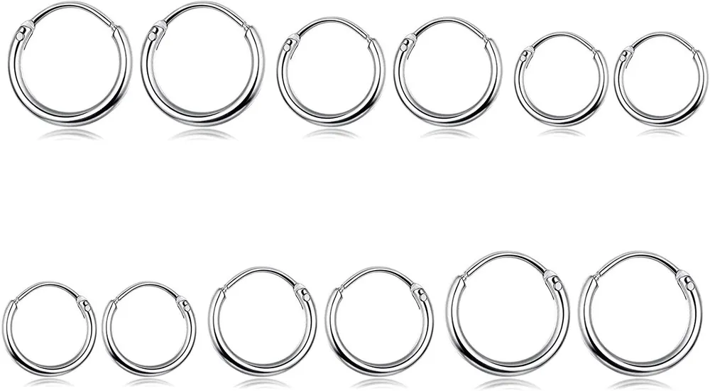 20G Small Endless Hoop Earrings for Women Men Sleeper Tiny Cartilage Helix Tragus Hoop Earrings Nose Ring - Grocery