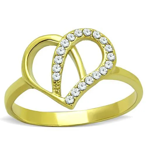 TK1586 - IP Gold(Ion Plating) Stainless Steel Ring with AAA Grade CZ in Clear - Grocery