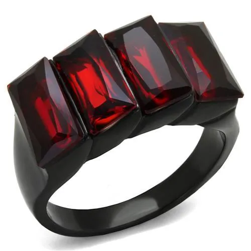 TK1854 - IP Black(Ion Plating) Stainless Steel Ring with Synthetic Synthetic Glass in Siam - Grocery
