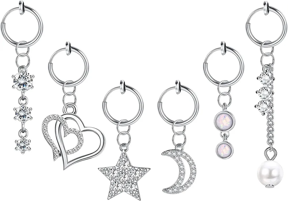 Fake Belly Ring Clip on Belly Button Rings Fake Belly Piercing Surgical Non Piercing Navel Ring Fake Piercings Jewelry - Grocery