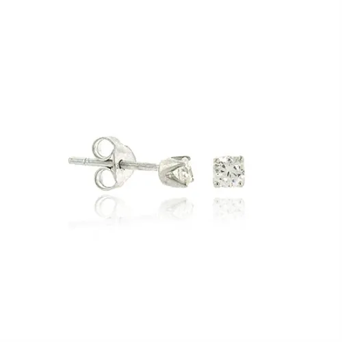 Sterling Silver CZ 3mm Prong Round Mini Stud Earrings - Grocery