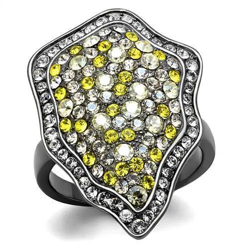 TK2805 - IP Light Black (IP Gun) Stainless Steel Ring with Top Grade Crystal in Multi Color - Grocery