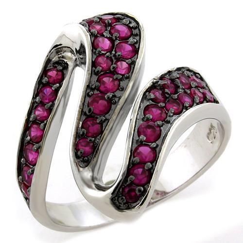 LOAS1082 - IP Black(Ion Plating) 925 Sterling Silver Ring with AAA Grade CZ in Siam - Grocery