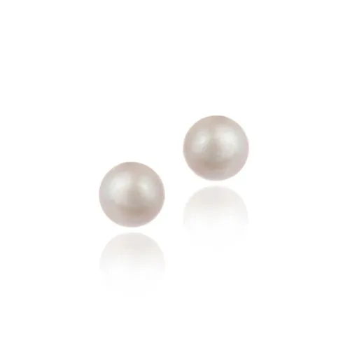 Sterling Silver Freshwater Cultured 6-6.5mm Pink Pearl Stud Earrings - Grocery