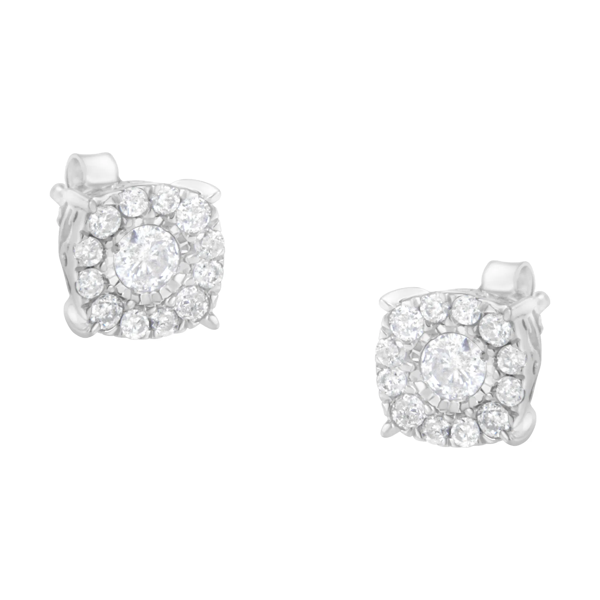 Sterling Silver Diamond Square Stud Earring (1/2 cttw, I-J Color, I2-I3 Clarity) - Grocery