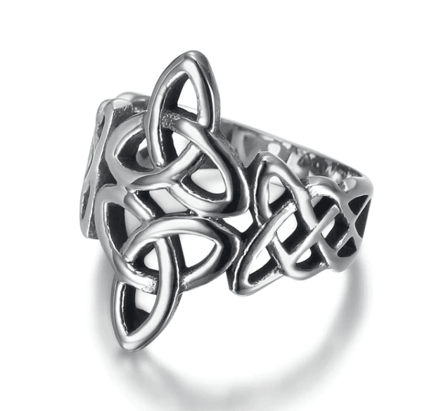 Asgard Crafted Handcrafted Stainless Steel Triquetra And Celtic Knot Ring - Grocery