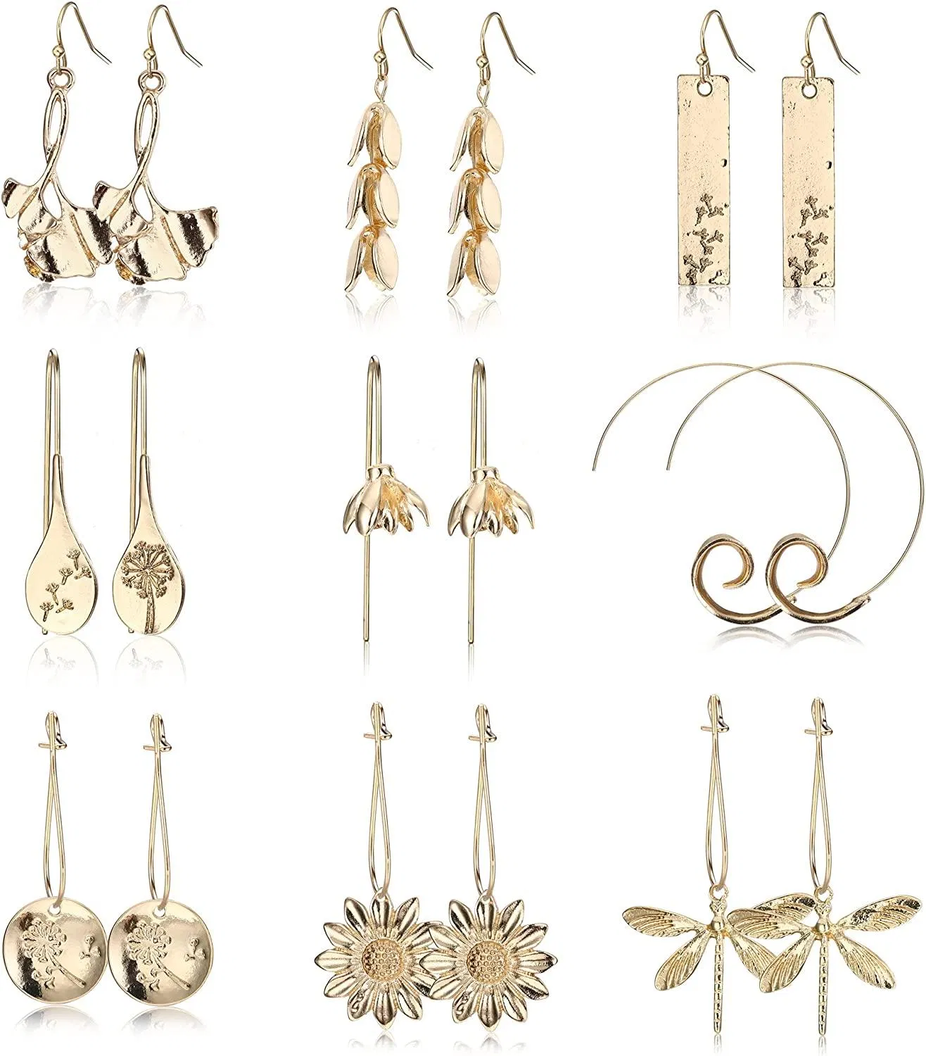 9 Paris Bohemian Vintage Drop Dangle Earrings for Women Boho Flower Butterfly Statement Earrings Fashion Dangling - Grocery