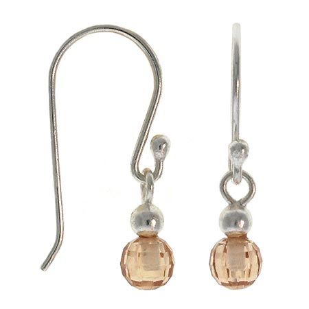 Sterling Silver Champagne CZ Briolette Disc Dangle Earrings - Grocery