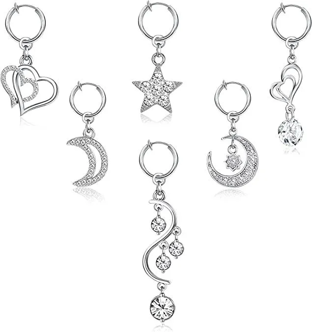 6Pcs Clip on Belly Button Rings Fake Belly Piercing Fake Belly Rings Non Piercing Navel Ring - Grocery