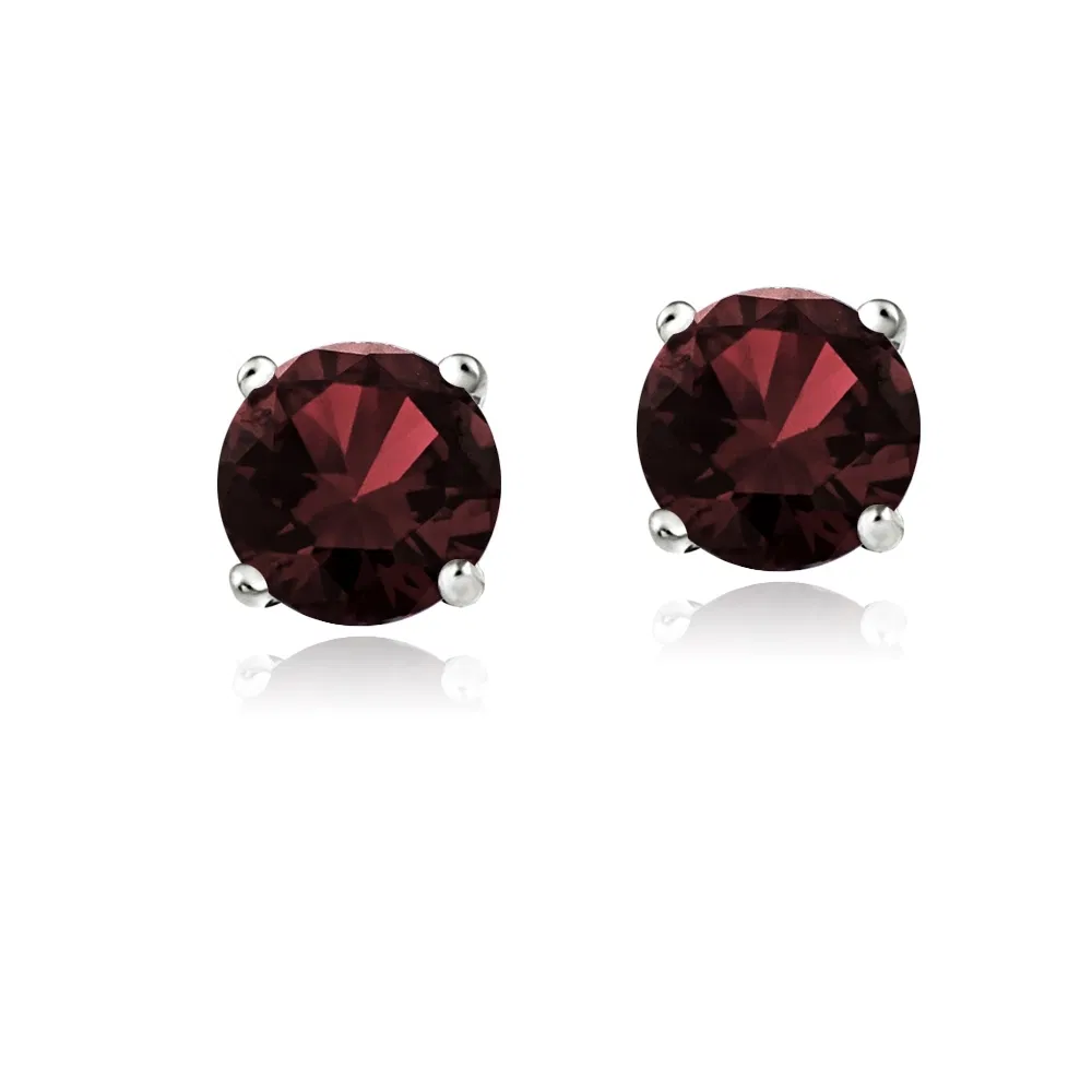 Sterling Silver 2ct Garnet 6mm Stud Earrings - Grocery