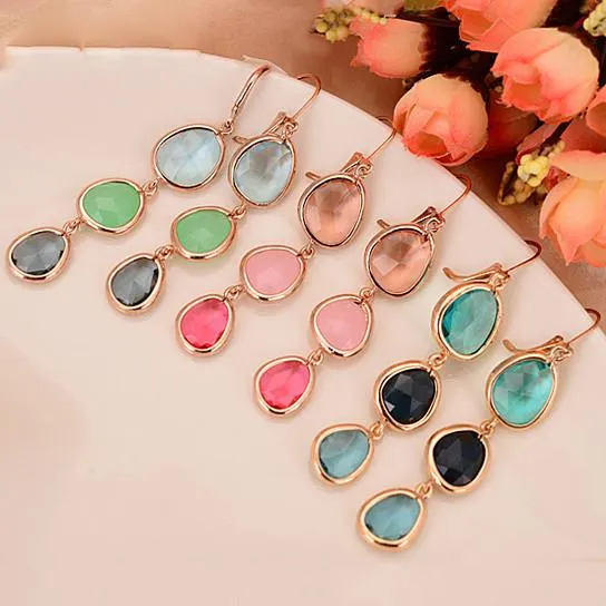 Serena Ombre Style Gem Drop Earrings - Grocery