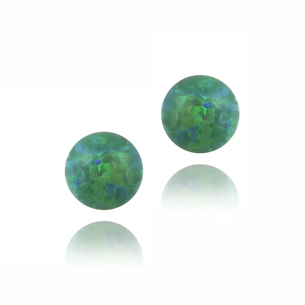 Sterling Silver Created Green Opal Ball Stud Earrings, 8mm - Grocery