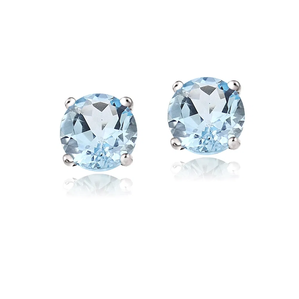 Sterling Silver 2ct Blue Topaz 6mm Stud Earrings - Grocery