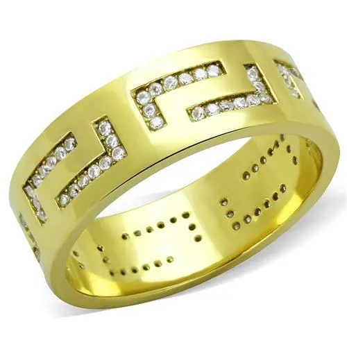 TK2051 - IP Gold(Ion Plating) Stainless Steel Ring with AAA Grade CZ in Clear - Grocery