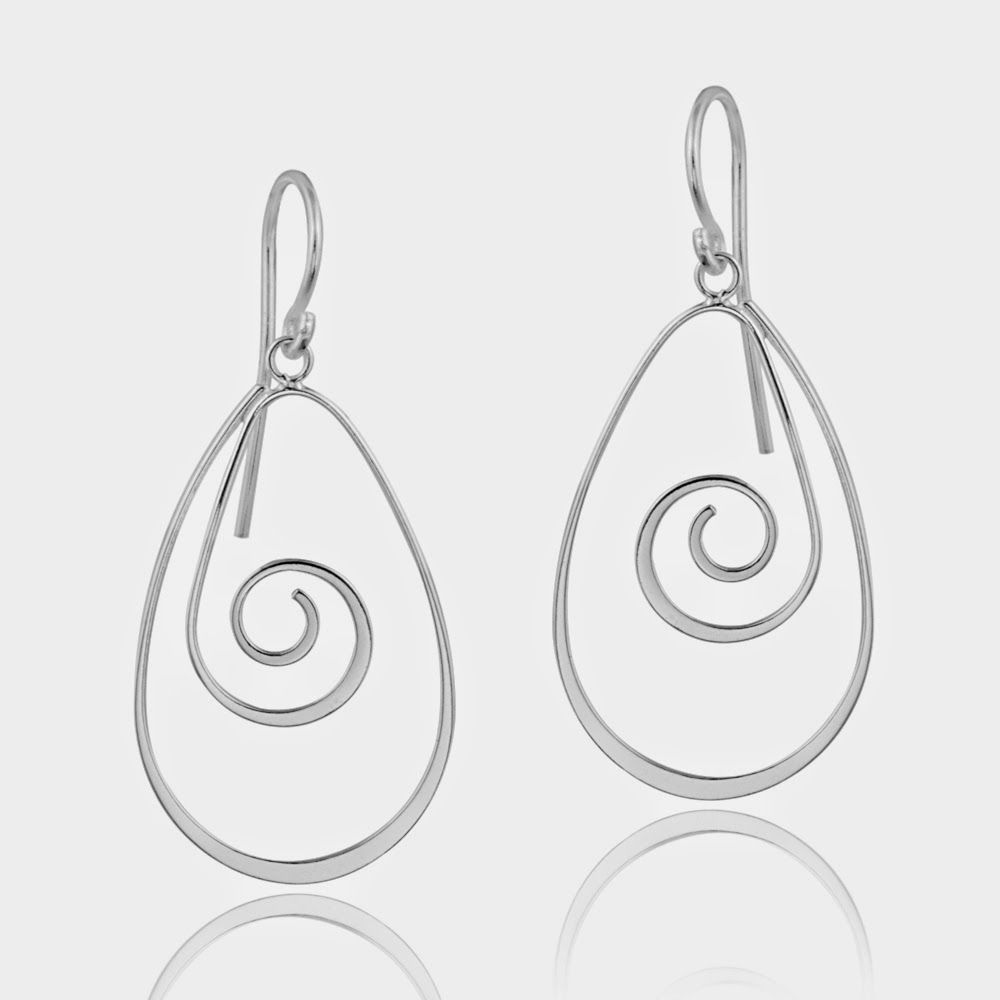 Sterling Silver Swirl Teardrop Dangle Earrings - Grocery