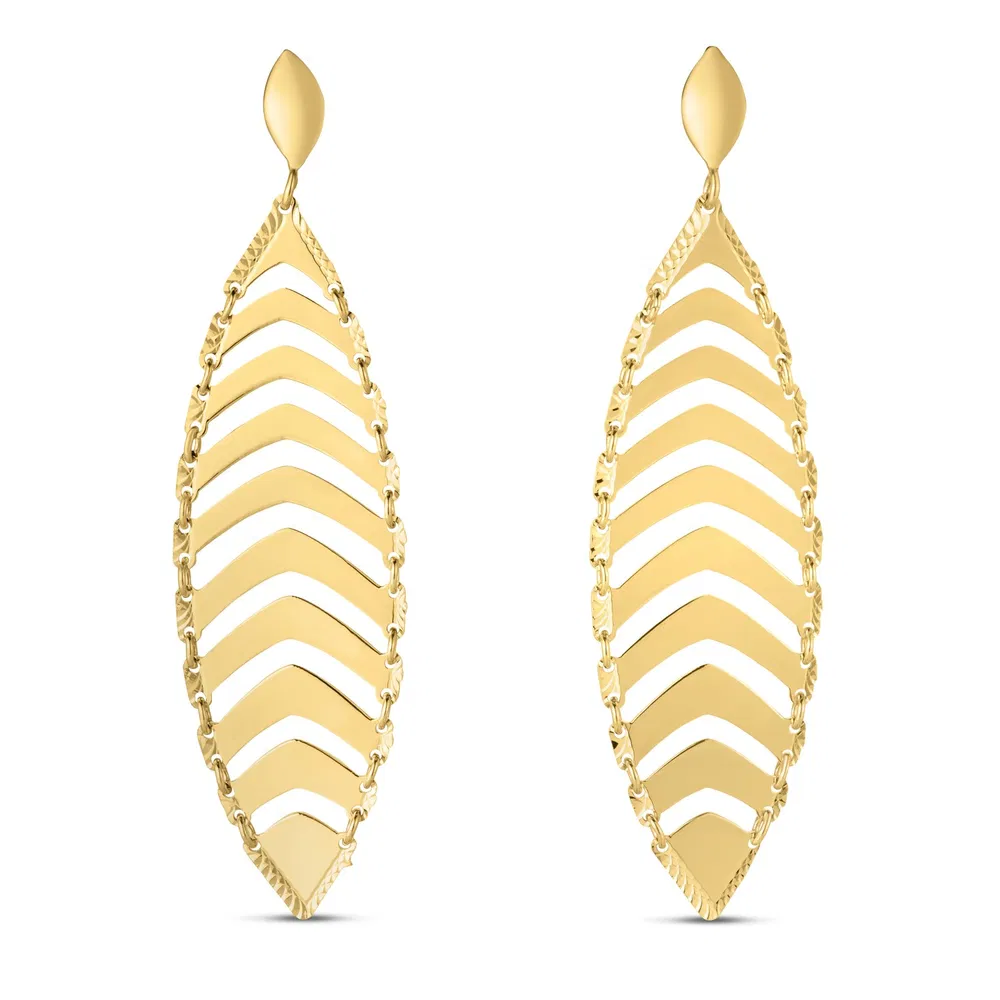 14k Yellow Gold Drop Leaf Earrings - Grocery