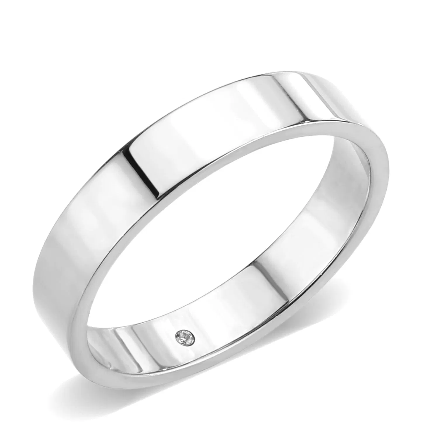 TK3832N- High Polished( No Plated) Stainless Steel Ring with Top Grade Crystal in Clear - Grocery