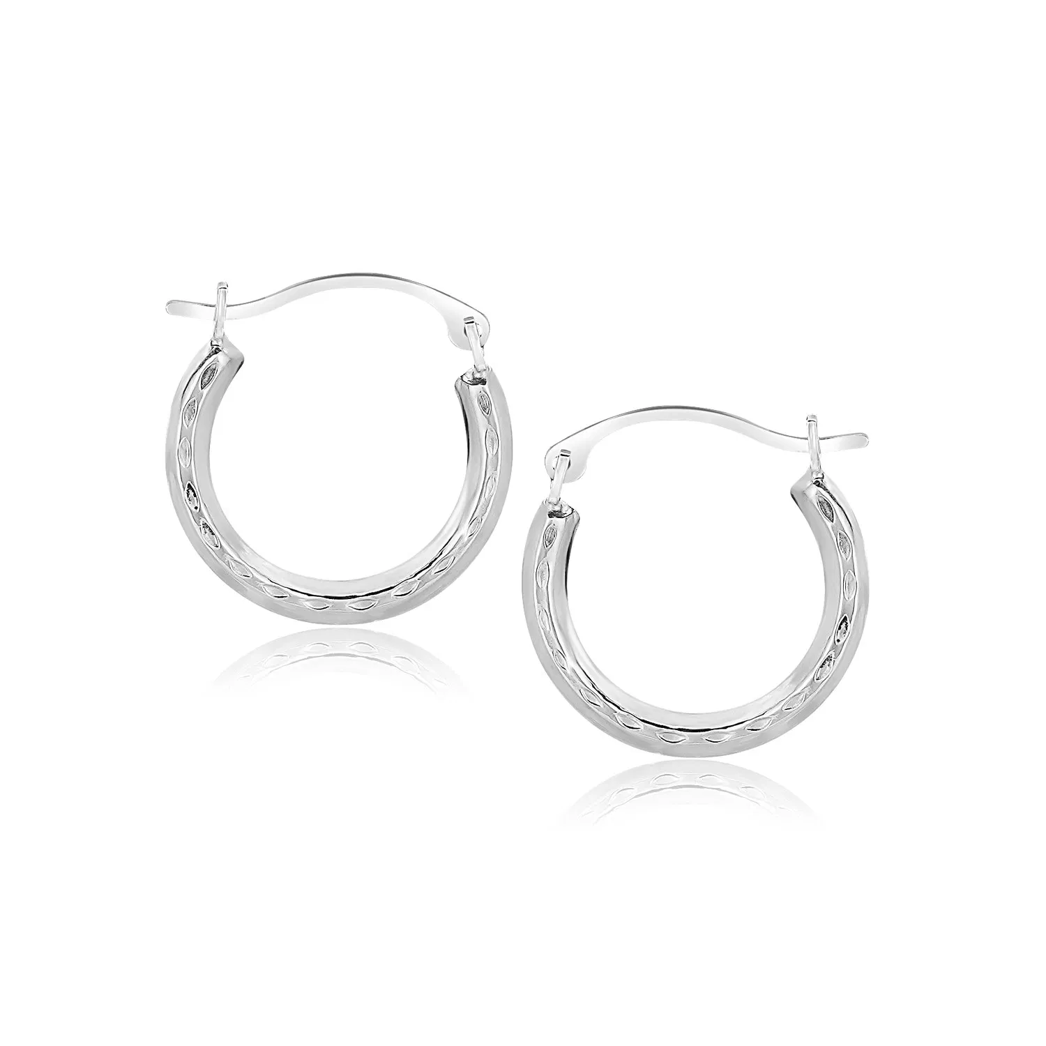 10k White Gold Fancy Hoop Earrings - Grocery