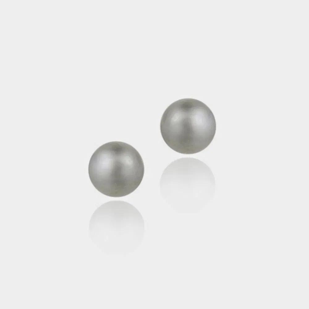 Sterling Silver Freshwater Cultured Gray Button Pearl 5.5-6mm Stud Earrings - Grocery