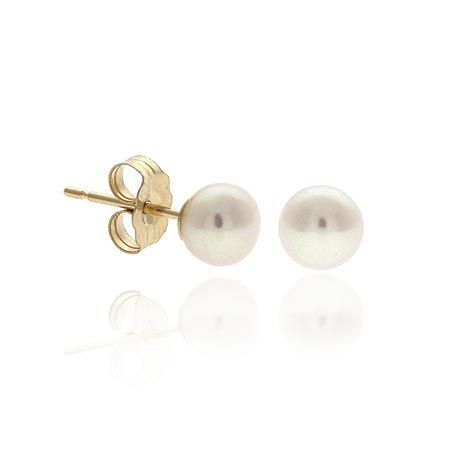 14K Gold Freshwater Cultured 5-5.5mm Peacock Pearl Stud Earrings - Grocery