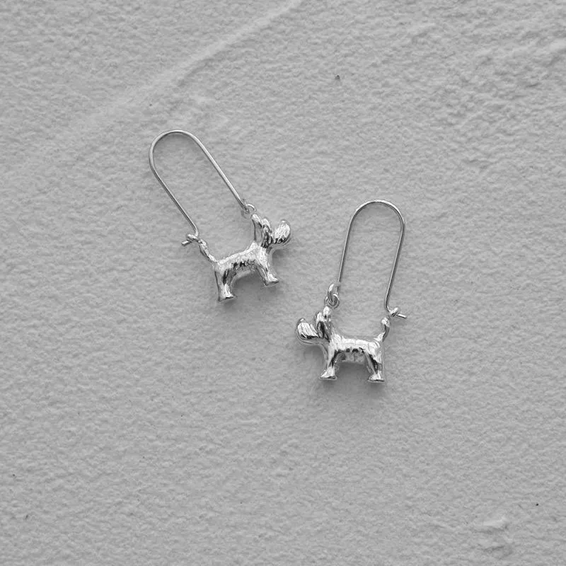 Three-dimensional Schnauzer Dog Ins Niche Earrings - Grocery