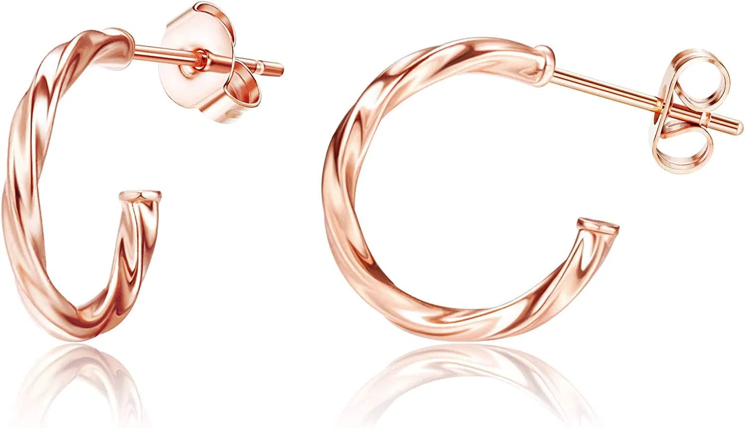Twisted Hoop Earrings For Women Post Half Open Small Round Hoop Huggie Earrings 15mm - Grocery