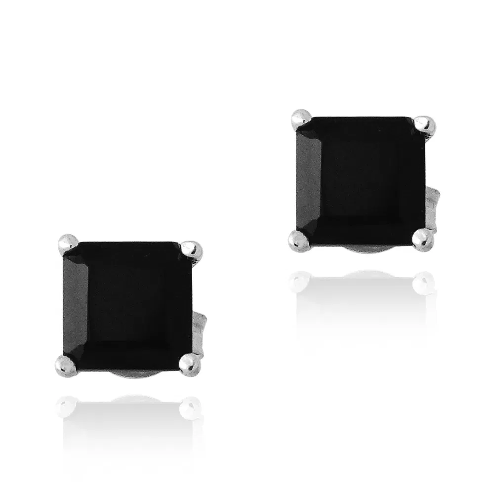Sterling Silver 1.6ct Black Spinel 5mm Stud Earrings - Grocery