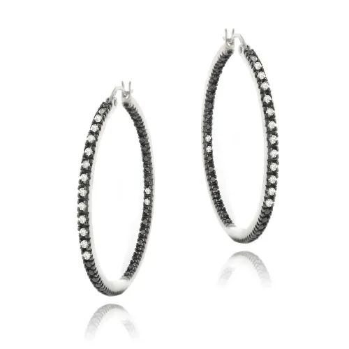 Sterling Silver 1/4ct Diamond 35mm Hoop Earrings - Grocery
