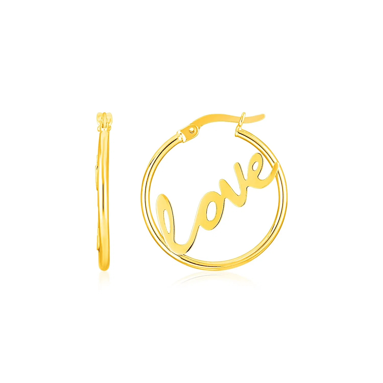 14K Yellow Gold Love Hoop Earrings - Grocery