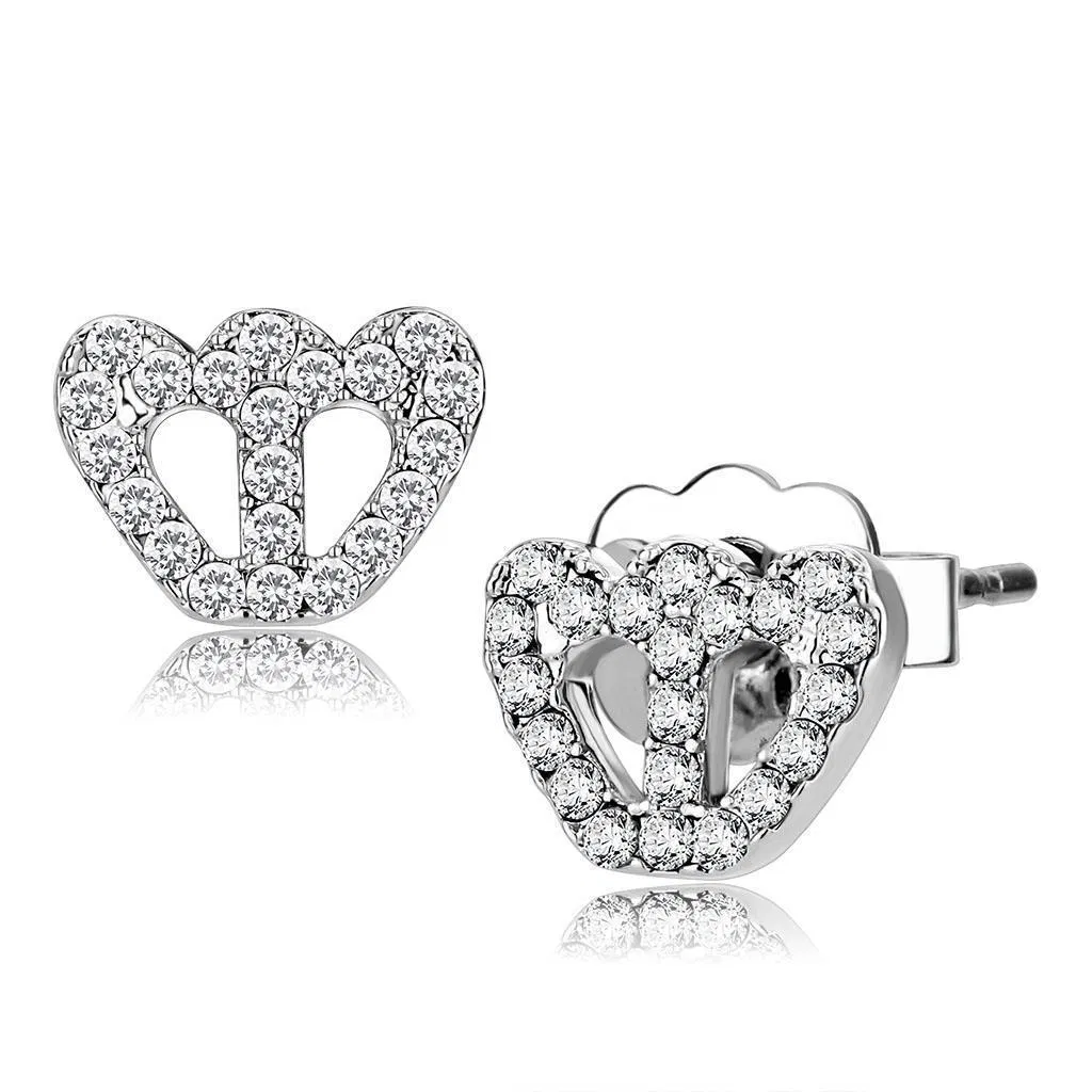 LO4673 - Rhodium Brass Earrings with Top Grade Crystal in Clear - Grocery