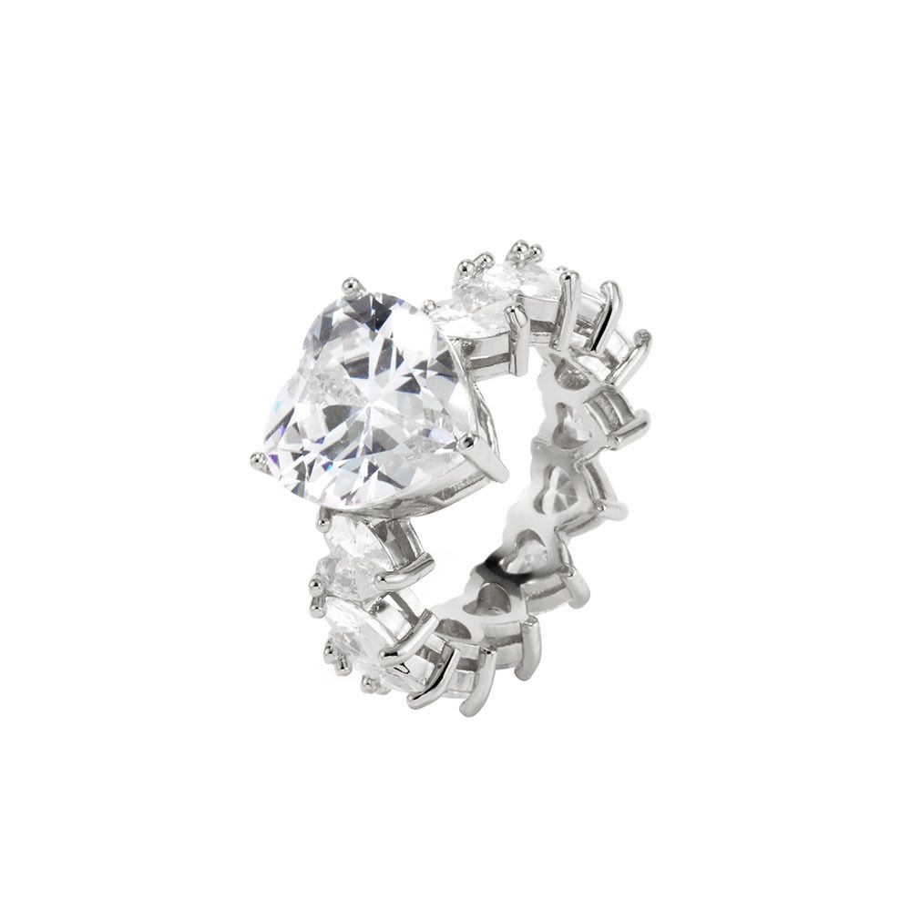 Fashion Ladies Heart Inlaid Zircon Ring - Grocery
