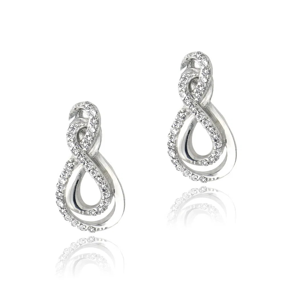 Sterling Silver Created White Sapphire Intertwined Infinity Earrings - Grocery