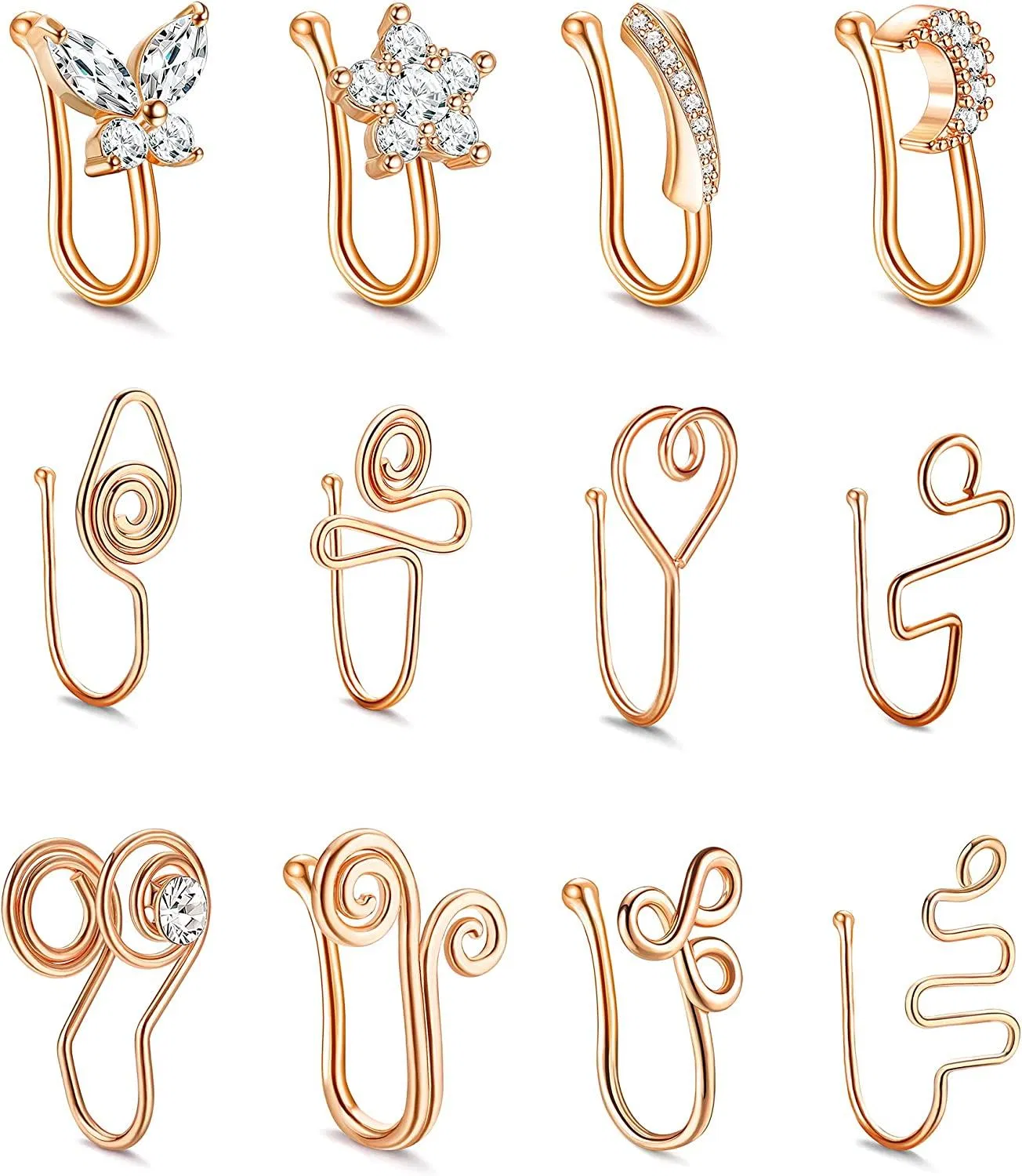 African Nose Cuff Non Piercing Copper Faux Fake Nose Rings Clip on Nose Ring for Women - Grocery