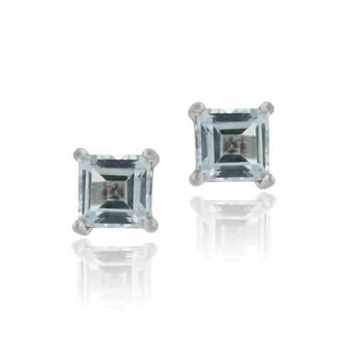 Sterling Silver 1.50ct. Blue Topaz 5mm Square Stud Earrings - Grocery