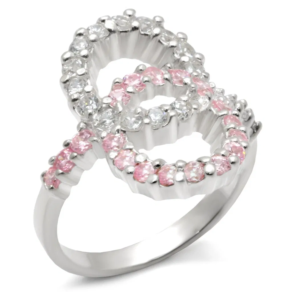32516 - High-Polished 925 Sterling Silver Ring with AAA Grade CZ in Rose - Grocery