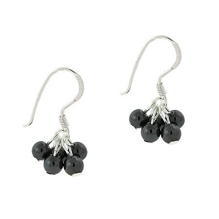 Sterling Silver Hematite Bead Cluster Mini Earrings - Grocery