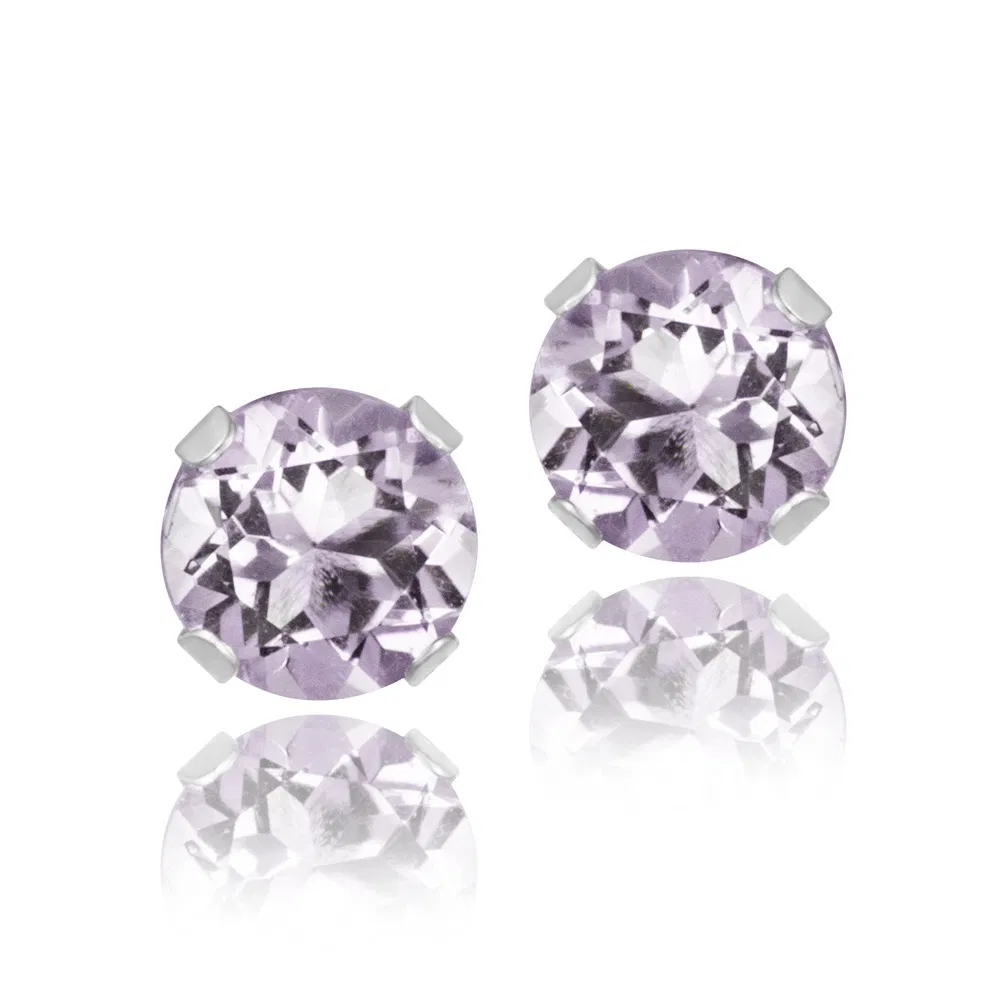 Sterling Silver 1ct Lavender CZ Stud Earrings, 5mm - Grocery