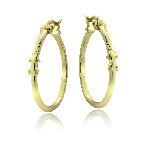 Gold Tone over Sterling Silver Arrow Polished Hoop Earrings - Grocery