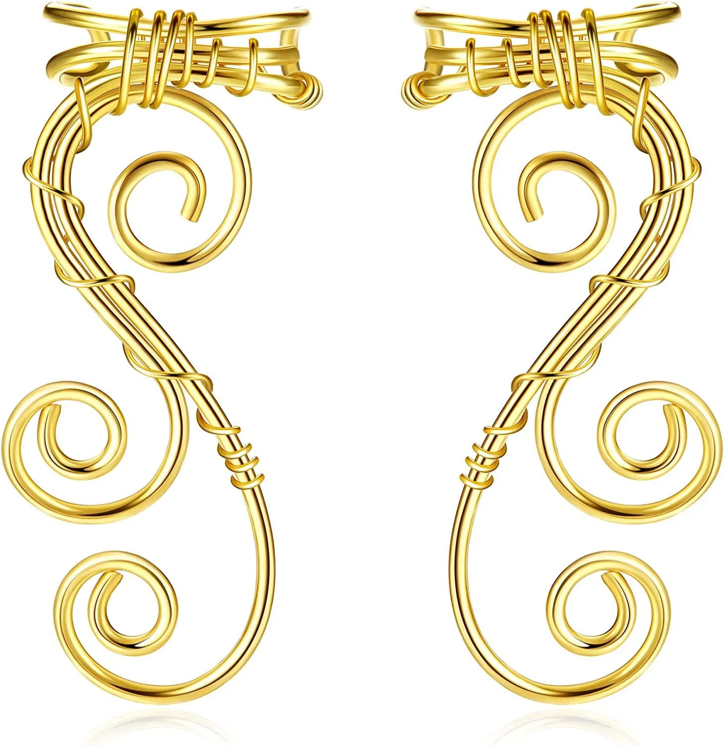 Elf Ear Cuffs for Women Non Piercing Handmade Filigree Adjustable Ear Cuff Earring Hypoallergenic Wrap Earrings No Piercing - Grocery
