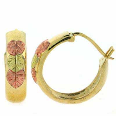 18K Gold over Sterling Sillver Tri Color Leaf Hoop Earrings - Grocery