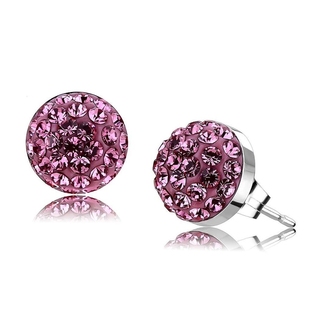 TK3553 - High polished (no plating) Stainless Steel Earrings with Top Grade Crystal in Rose - Grocery